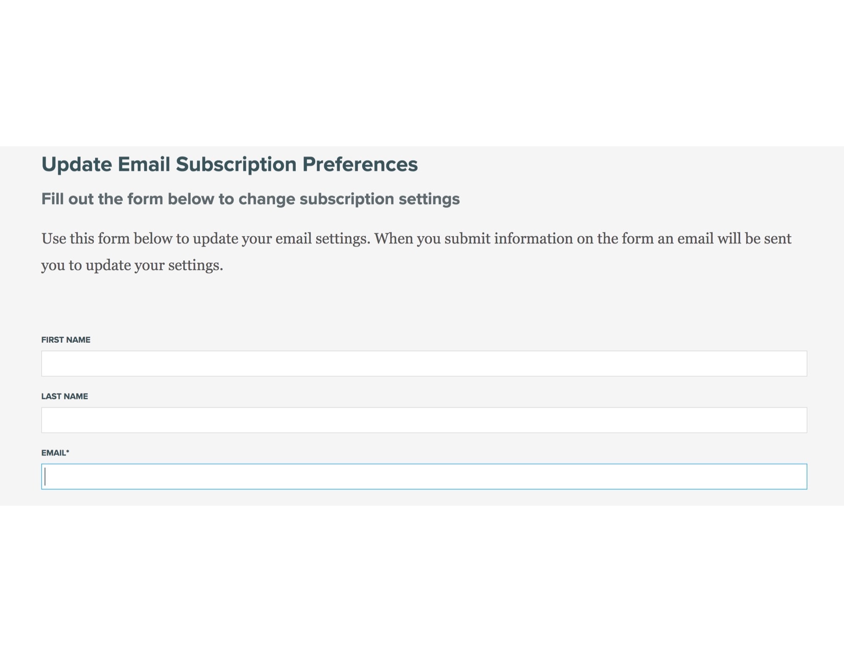 Updating email preferences